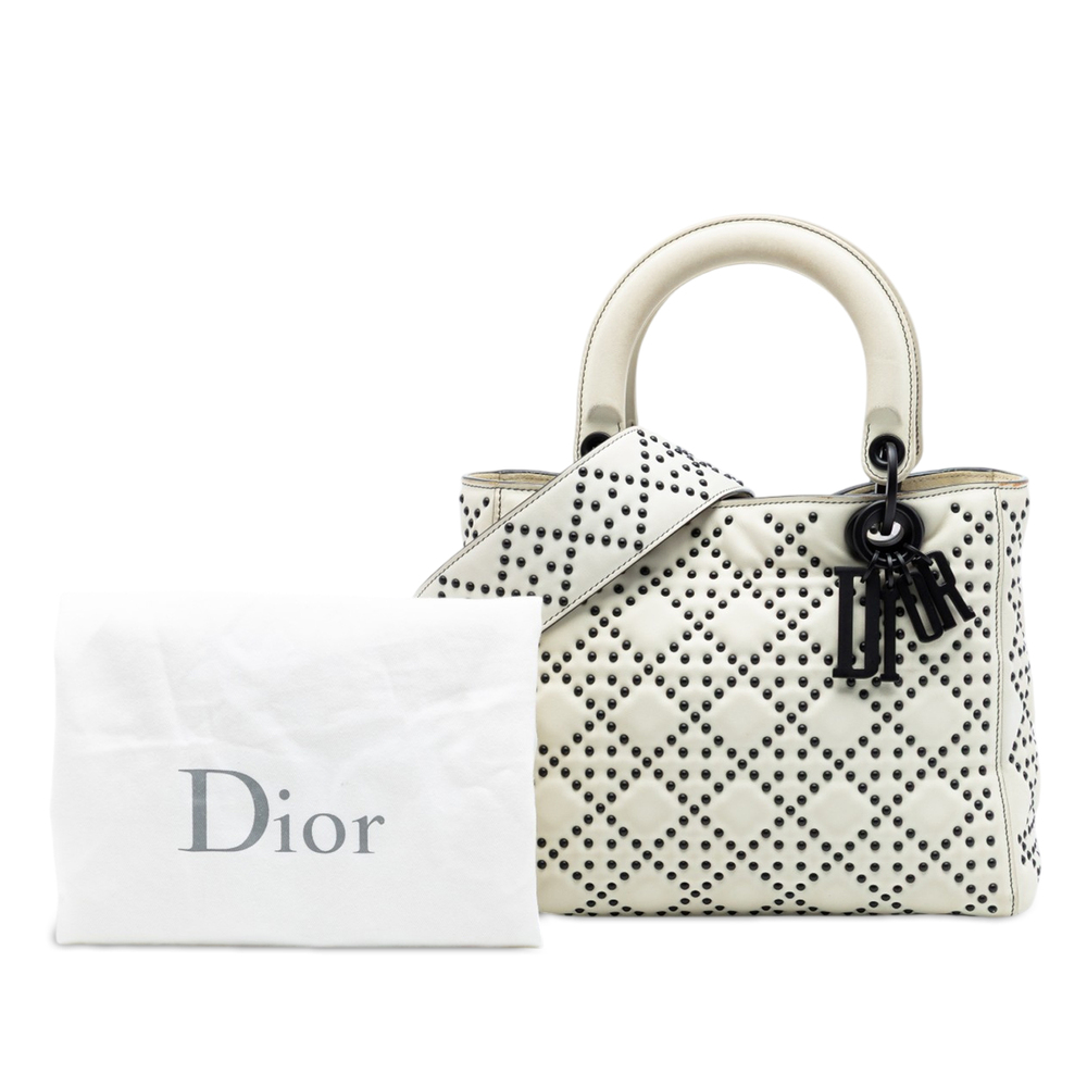 Pre-Loved Dior Medium Lambskin Cannage Studded Supple Lady Dior - Picture 8 of 8
